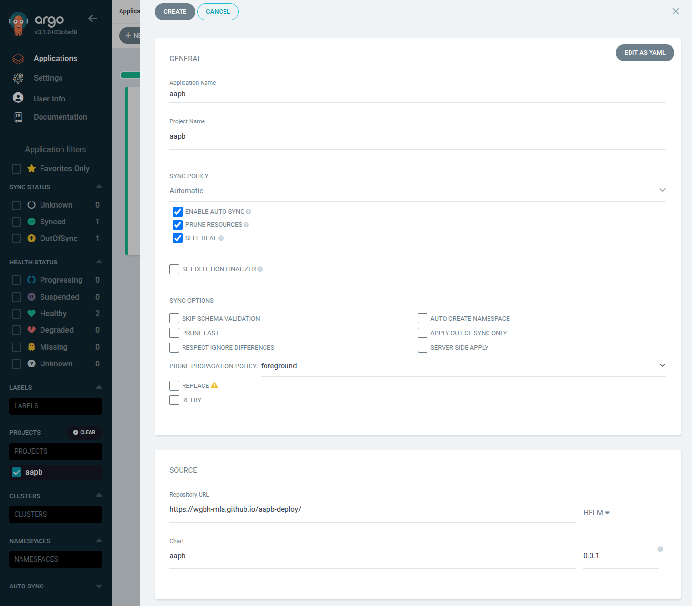 Create Argo CD Application
